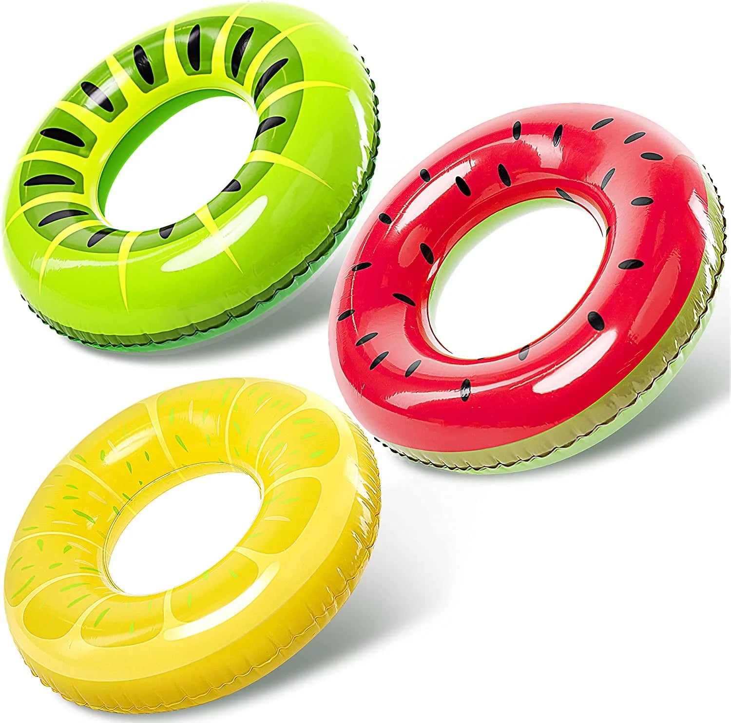 3 Pack Inflatable Pool Floats for Kids Adults, Fruits Swim Tube Pool Rings Swimming Rings Floaties for Swimming Pool Party Decorations