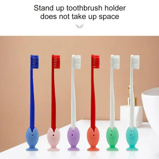 Silicone Fish Toothbrush Cover with Suction Stand - Travel Essential