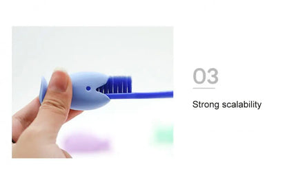 Silicone Fish Toothbrush Cover with Suction Stand - Travel Essential